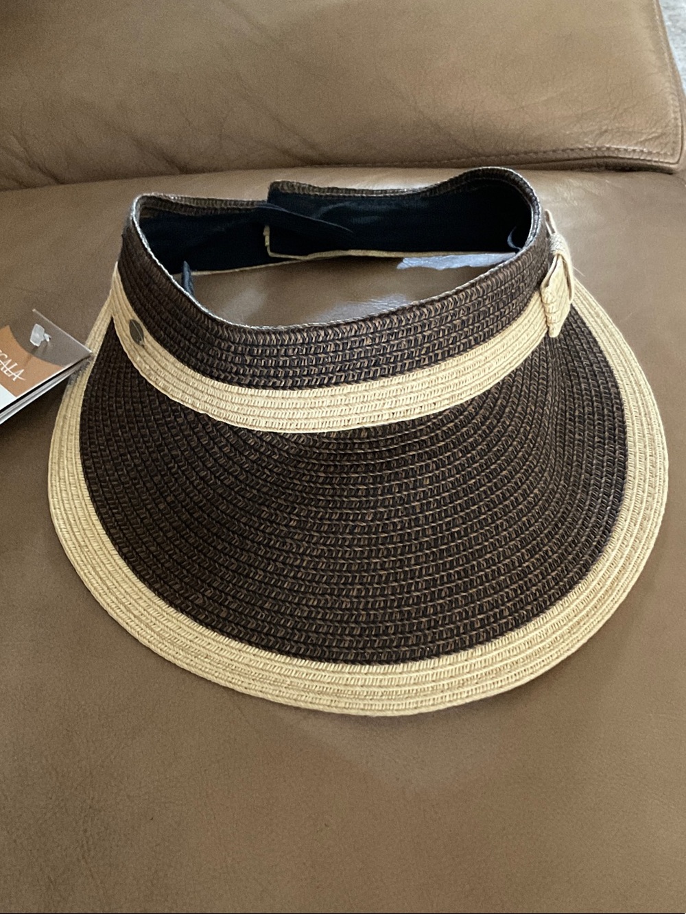 Scala Brown and Cream Straw Visor